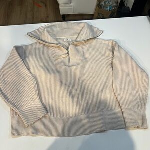 Lou and Grey ivory pull over quarter zip size large cardigan